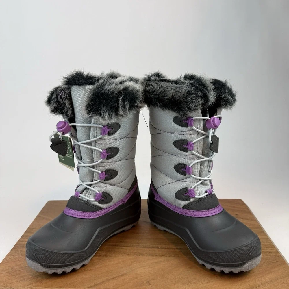 New Kids Kamik Snow Angel‎ Gray Waterproof Insulated Snow Winter Boots Size 1 Y